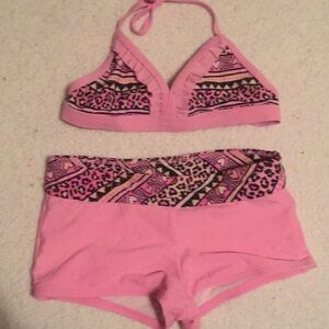 Joe boxer Girls 2 piece swimsuit pink & black